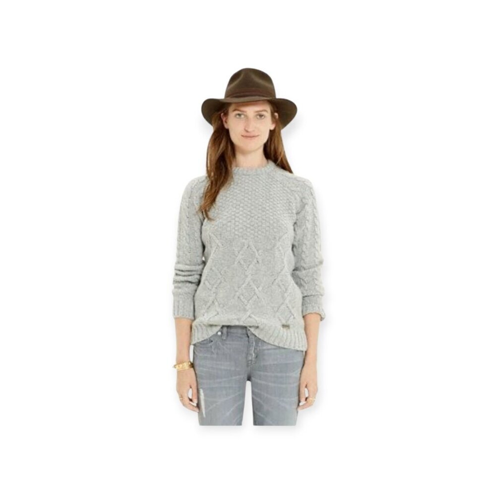 Barbour Ursula Grey 100 Percent Lambswool British Heritage Knit Sweater Size 14